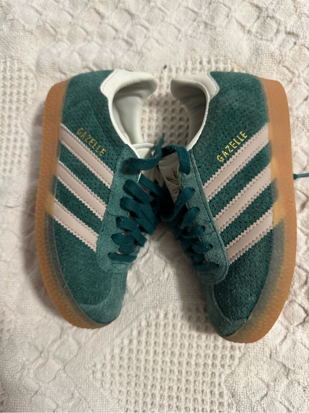 adidas Kids Gazelle Suede Sneakers in Teal and White